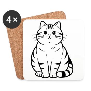 fat cute cat - Coasters (set of 4) - white - Front