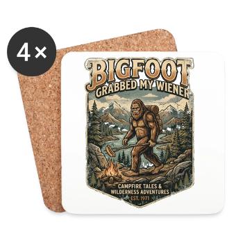 Camping drôle Sasquatch Bigfoot a eu mon pénis - Dessous de verre (lot de 4) - blanc - Devant