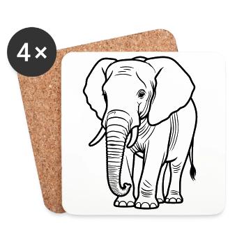éléphant - Dessous de verre (lot de 4) - blanc - Devant