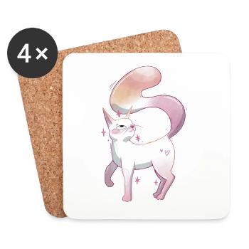 Fierté lesbienne chatte mignonne - Dessous de verre (lot de 4) - blanc - Devant