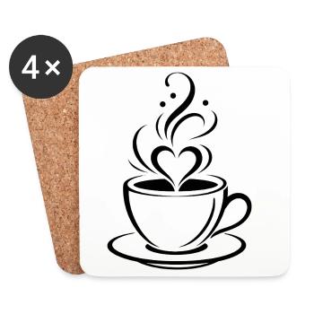 Cœur de café - Dessous de verre (lot de 4) - blanc - Devant