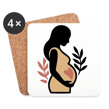 Pregnant Woman Baby Belly Silhouette - Coasters (set of 4) - white - Front