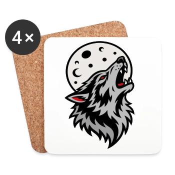 Wolf heult unter dem mystischen Vollmond - Untersetzer (4er-Set) - Weiß - Vorne