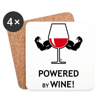 Powered By Wine! (Wein / Rotwein / Zu) - Untersetzer (4er-Set) - Weiß - Vorne