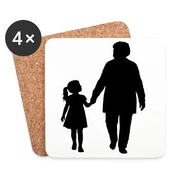 Grandparents Grandchild Silhouette Walking Family - Coasters (set of 4) - white - Front