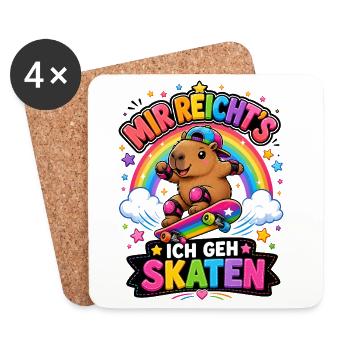 Skate Capybara Regenbogen - Untersetzer (4er-Set) - Weiß - Vorne