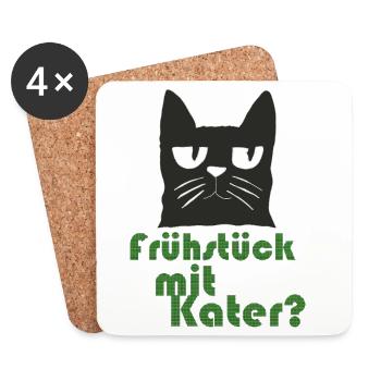 fruehstueck_mit_kater - Untersetzer (4er-Set) - Weiß - Vorne