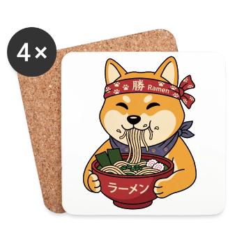 Ramen-Shiba: Japanischer Style & Nudelliebe - Untersetzer (4er-Set) - Weiß - Vorne