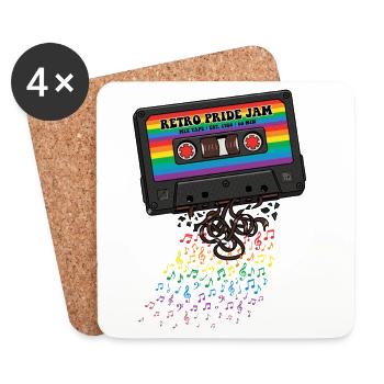 LGBT Pride Month - Retro Pride Cassette - Coasters (set of 4) - white - Front