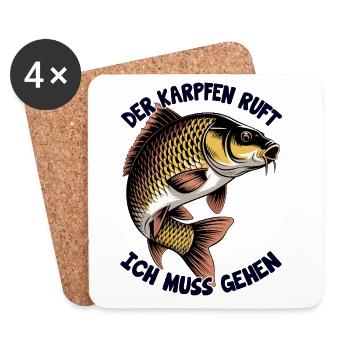 Karpfen Angeln - Untersetzer (4er-Set) - Weiß - Vorne