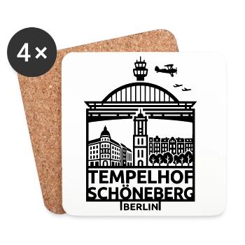 Berlin Tempelhof Schöneberg Wahrzeichen Silhouette - Untersetzer (4er-Set) - Weiß - Vorne