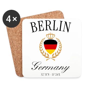 Berlin Deutschland Wappen Krone – Reise Souvenir - Untersetzer (4er-Set) - Weiß - Vorne