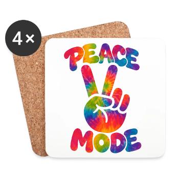 PEACE MODE – Psychedelic Retro Style mit Neon Vibe - Untersetzer (4er-Set) - Weiß - Vorne