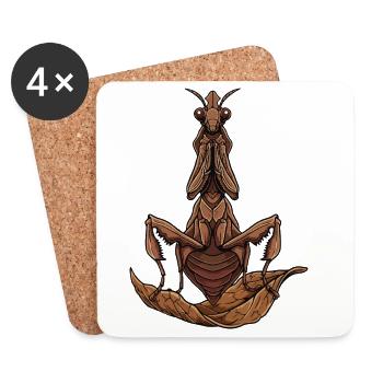 Mantis Dead Leaf Mantis Praying Insect - Coasters (set of 4) - white - Front