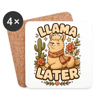 Llama Later Lama - Coasters (set of 4) - white - Front