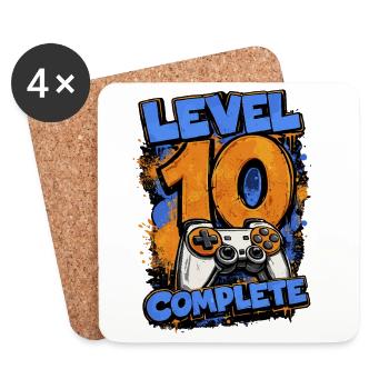Level 10 Complete Gamer Graffiti Shirt - Untersetzer (4er-Set) - Weiß - Vorne
