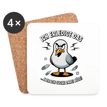 Möwe Seevogel Nen scheiss muss ich - Untersetzer (4er-Set) - Weiß - Vorne