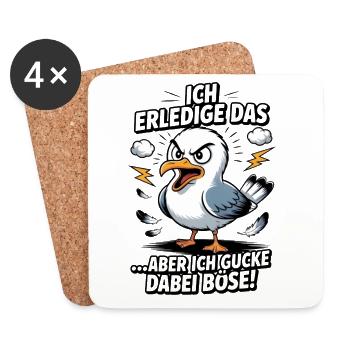 Ich mach das aber ich gucke dabei böse Möwe - Untersetzer (4er-Set) - Weiß - Vorne