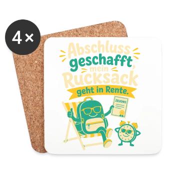 Abschluss geschafft, mein Rucksack geht in Rente. - Untersetzer (4er-Set) - Weiß - Vorne