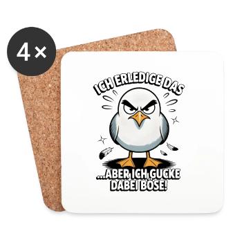 Ich mach das Möwe lustiger Büro Spruch - Untersetzer (4er-Set) - Weiß - Vorne