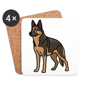 Deutscher Schäferhund - Untersetzer (4er-Set) - Weiß - Vorne