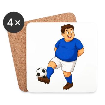 Fußballer mit Fussball - Untersetzer (4er-Set) - Weiß - Vorne