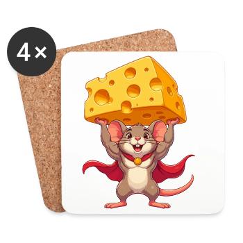 Supermaus Cheese Hero - Coasters (set of 4) - white - Front