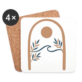 Minimalistische Landschaft des mediterranen Torbogens - Untersetzer (4er-Set) - Weiß - Vorne