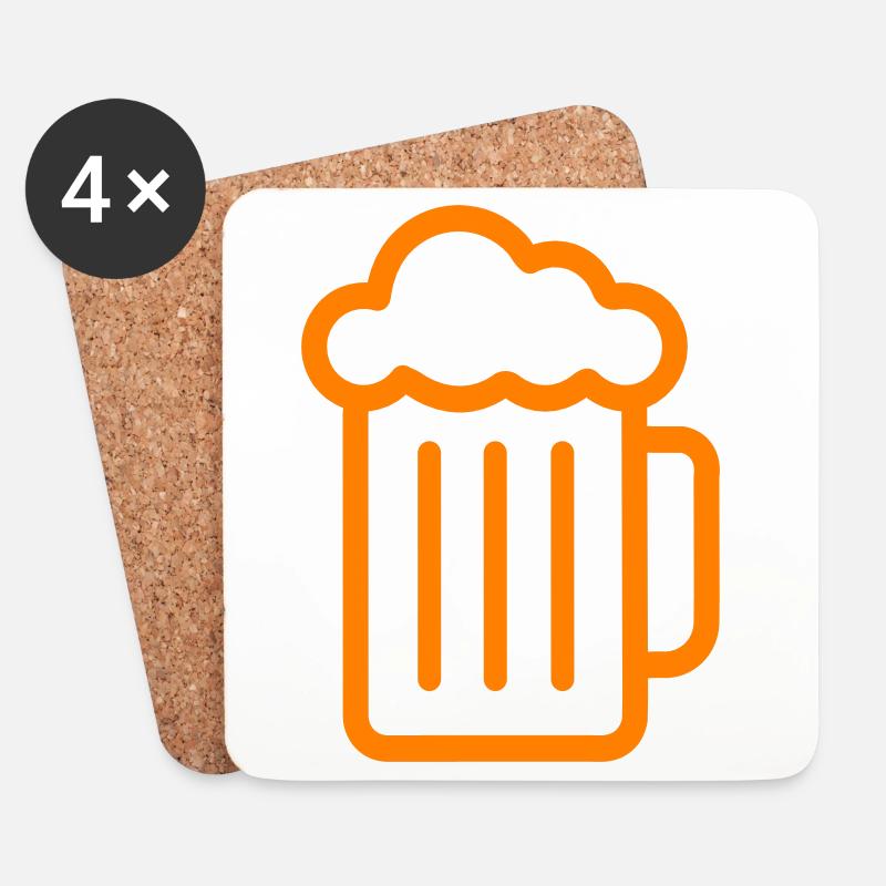 Bier Symbol - Untersetzer (4er-Set) - Weiß