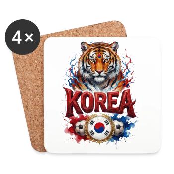 Corée - Guerriers Taeguk - Tigres d’Asie - Red Dev - Dessous de verre (lot de 4) - blanc - Devant