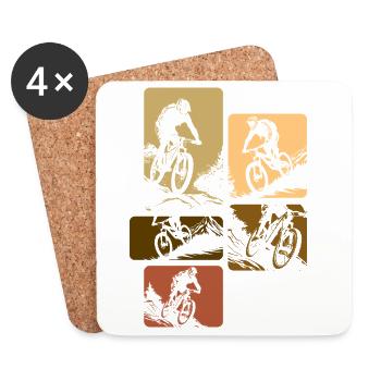 VTT Rétro Descente Vélo Vintage - Dessous de verre (lot de 4) - blanc - Devant