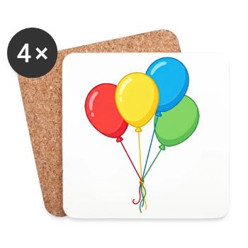 Illustration graphique de quatre ballons colorés - Dessous de verre (lot de 4) - blanc - Devant