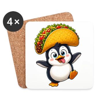 Süßer Pinguin Taco Cartoon Lustig Tollpatsch  - Untersetzer (4er-Set) - Weiß - Vorne