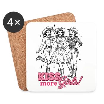 Mois de la fierté LGBTQ - Embrasser plus de filles - Dessous de verre (lot de 4) - blanc - Devant