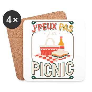 J'peux pas picnic - rétro gourmand - Dessous de verre (lot de 4) - blanc - Devant