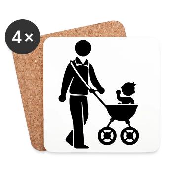 Dad Stroller Baby - Coasters (set of 4) - white - Front