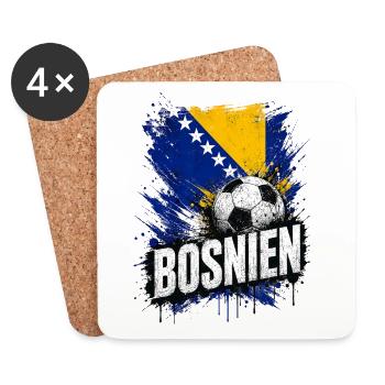 Bosnien Fußball Flagge - Untersetzer (4er-Set) - Weiß - Vorne