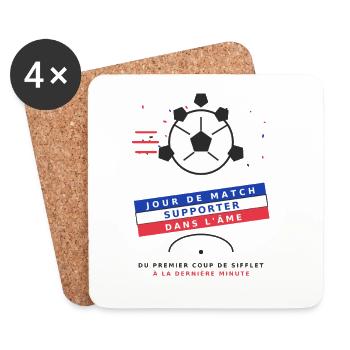 Supporter dans l’âme Jour de match - Dessous de verre (lot de 4) - blanc - Devant