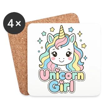 Cute Unicorn Gift, Unicorn Girl for Women and Girl - Coasters (set of 4) - white - Front