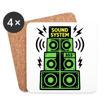 Soundsystem Lautsprecher Techno Festival DJ - Untersetzer (4er-Set) - Weiß - Vorne