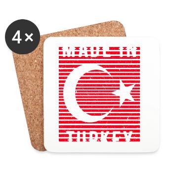Made In Turkey Türkei Heimatland - Untersetzer (4er-Set) - Weiß - Vorne