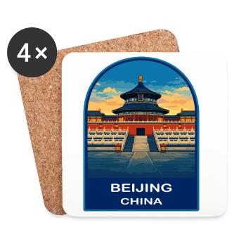 Beijing China Temple of Heaven Retro Reiseabzeichen - Untersetzer (4er-Set) - Weiß - Vorne