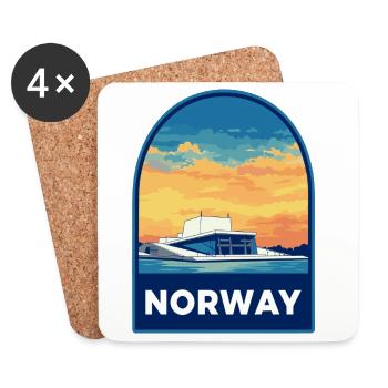 Badge de voyage rétro Sunset de l’Opéra d’Oslo de Norvège - Dessous de verre (lot de 4) - blanc - Devant