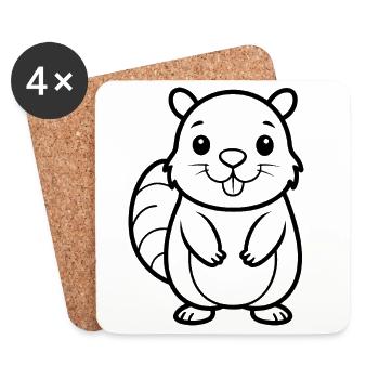 Beaver - Coasters (set of 4) - white - Front