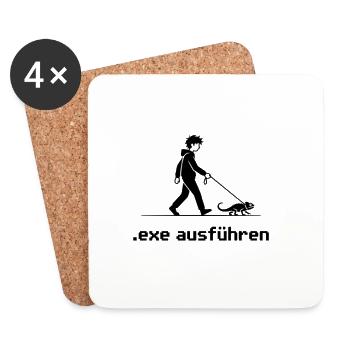 exe ausführen Sys ADMIN Systemadministrator Nerd - Untersetzer (4er-Set) - Weiß - Vorne
