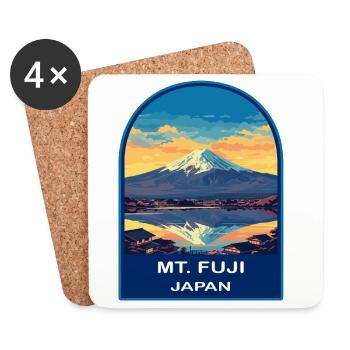 Mt Fuji Japan Sonnenuntergangsreflexion Retro Reiseabzeichen - Untersetzer (4er-Set) - Weiß - Vorne
