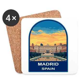 Madrid Palais Royal Espagne Rétro Sunset Travel Badg - Dessous de verre (lot de 4) - blanc - Devant