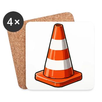 Graphique pop art Traffic Cone - Dessous de verre (lot de 4) - blanc - Devant