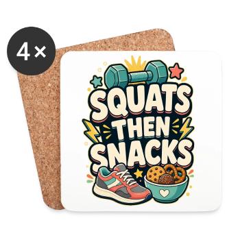SQUATS THEN SNACKS - Untersetzer (4er-Set) - Weiß - Vorne