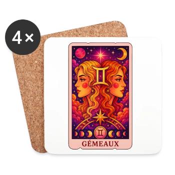 Tarot Gémeaux - Dessous de verre (lot de 4) - blanc - Devant